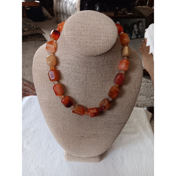 Unbranded Jewelry - Vintage Old Pawn 17" large stone carnelian necklace sterling silver